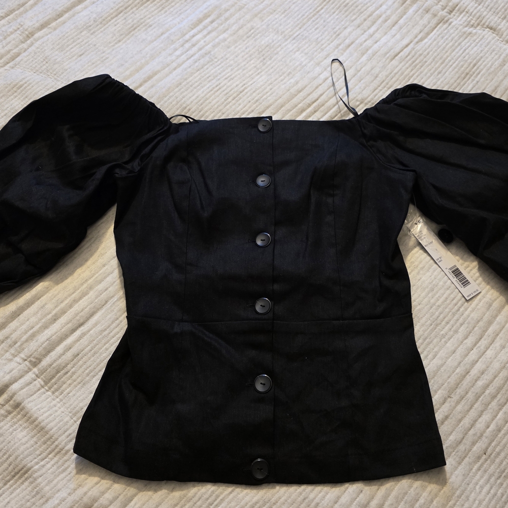 Elegant Black Puff Sleeve Top